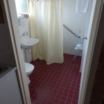 shower with chair and side rail