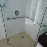 bannisters enclosed shower with rails