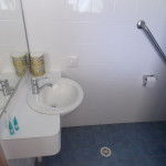 basin and toilet with rail